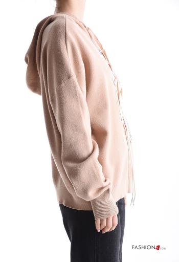 Maglione maniche lunghe con strass con cappuccio - ph 3