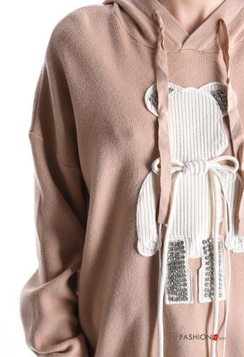 Maglione maniche lunghe con strass con cappuccio - ph 4