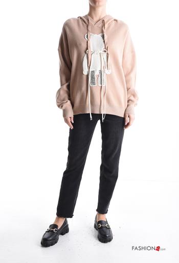 Maglione maniche lunghe con strass con cappuccio - ph 5