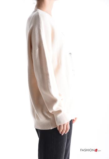 Maglione maniche lunghe girocollo con strass con catena - ph 3