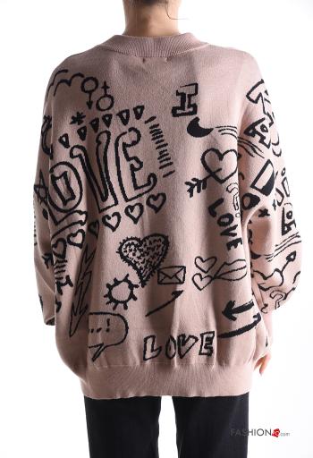 Maglione maniche lunghe girocollo Fantasia mista con strass - ph 2