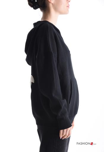Felpa Fantasia mista con zip con tasche con cappuccio - ph 3