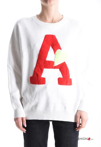 Maglione maniche lunghe girocollo Fantasia scritta