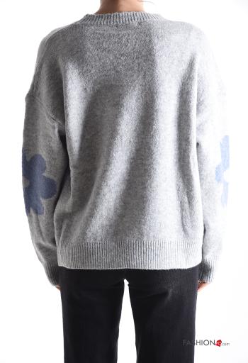 Maglione in Misto Lana girocollo lurex maniche lunghe Fantasia floreale - ph 2