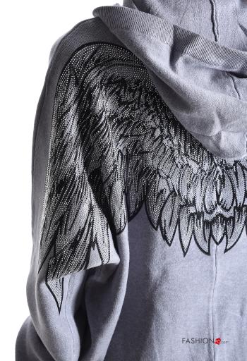 Maglione maniche lunghe con strass con cappuccio - ph 4