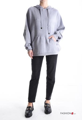 Maglione maniche lunghe con strass con cappuccio - ph 5