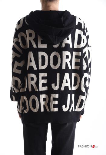 Maglione lurex maniche lunghe Fantasia scritta con cappuccio - ph 2