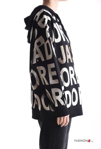 Maglione lurex maniche lunghe Fantasia scritta con cappuccio - ph 3