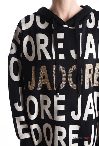 Maglione lurex maniche lunghe Fantasia scritta con cappuccio - ph 4