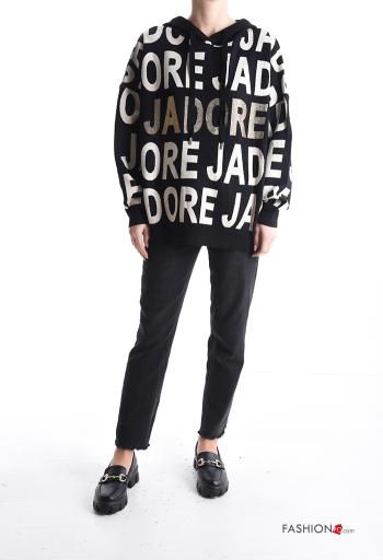 Maglione lurex maniche lunghe Fantasia scritta con cappuccio - ph 5