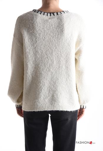 Maglione in Misto Lana maniche lunghe girocollo Fantasia animali con tasche - ph 2