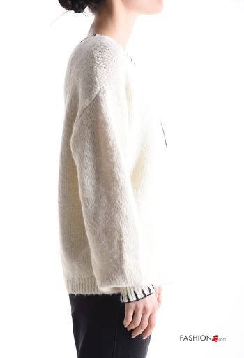 Maglione in Misto Lana maniche lunghe girocollo Fantasia animali con tasche - ph 3