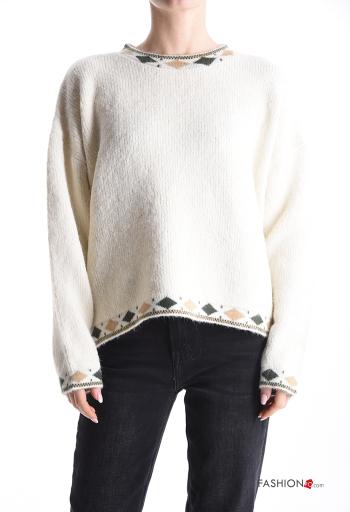 Maglione in Misto Lana maniche lunghe girocollo Fantasia geometrica