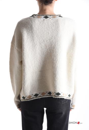 Maglione in Misto Lana maniche lunghe girocollo Fantasia geometrica - ph 2