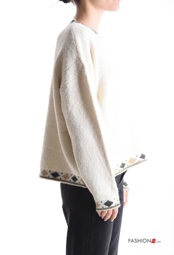 Maglione in Misto Lana maniche lunghe girocollo Fantasia geometrica - ph 3