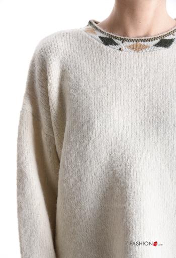Maglione in Misto Lana maniche lunghe girocollo Fantasia geometrica - ph 4
