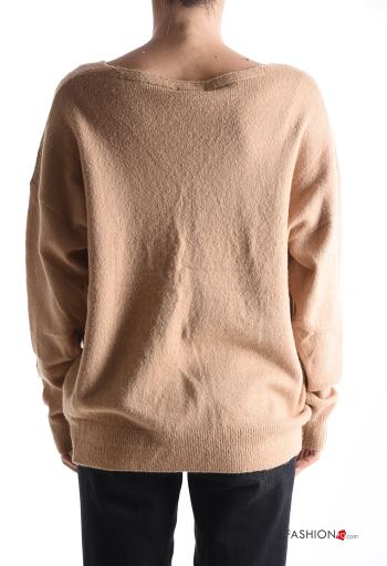 Maglione maniche lunghe Fantasia animali scollo a V - ph 2