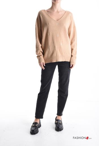 Maglione maniche lunghe Fantasia animali scollo a V - ph 5