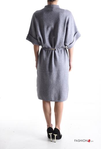 short sleeve Dress with belt with buttons Rollneck - ph 2