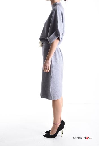 short sleeve Dress with belt with buttons Rollneck - ph 3