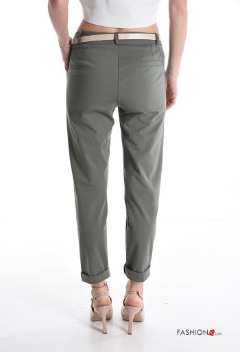 Cotton Trousers with belt with buttons with zip with pockets - ph 2