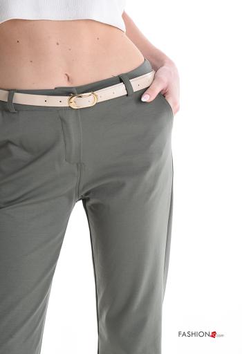 Cotton Trousers with belt with buttons with zip with pockets - ph 4