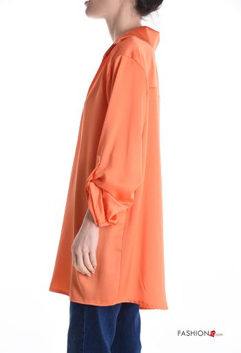 Blusa satén con cuello con cuello en v manga tres cuartos - ph 3