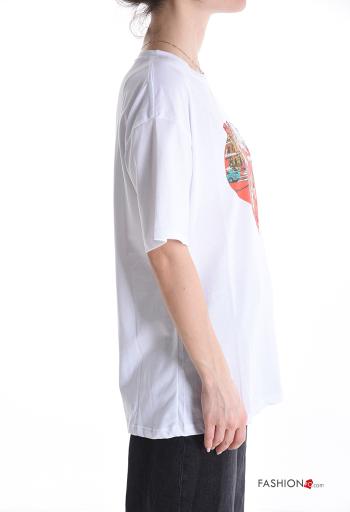 T-shirt in Cotone maniche corte girocollo Fantasia stampata - ph 3