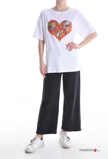 T-shirt in Cotone maniche corte girocollo Fantasia stampata - ph 5