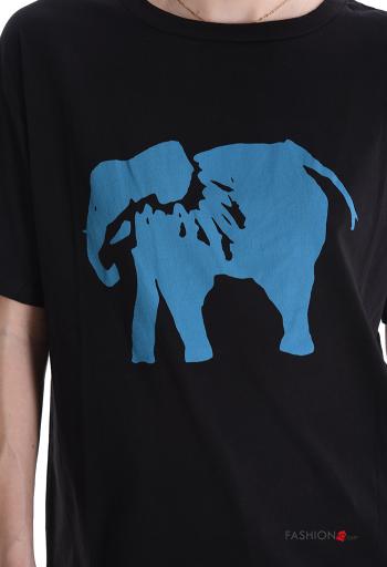 T-shirt in Cotone maniche corte girocollo Fantasia animali - ph 4