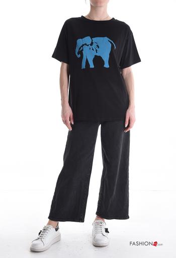 T-shirt in Cotone maniche corte girocollo Fantasia animali - ph 5