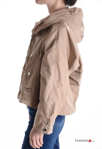 Wind Jacket with zip without lining with hood with buttons with pockets with drawstring - ph 3