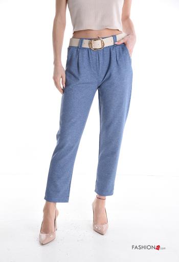 Cotton Trousers with belt with pockets - ph 1