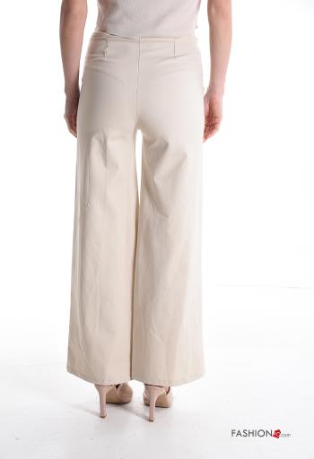 high waist Cotton Trousers with buttons with pockets - ph 2