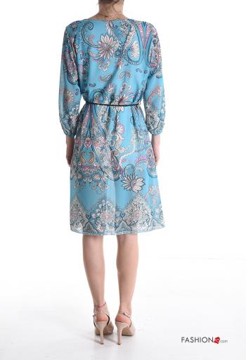 Floral long sleeve crew neck knee-length Dress with lining with string - ph 2