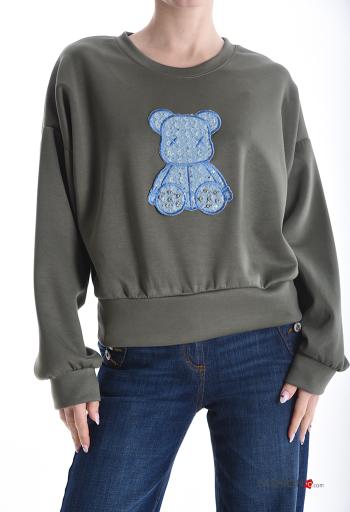 Felpa maniche lunghe girocollo Fantasia animali con strass - ph 1