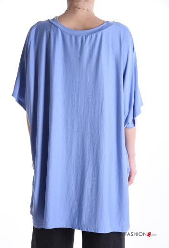short sleeve crew neck oversized Tunic with necklace - ph 2
