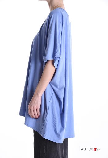 short sleeve crew neck oversized Tunic with necklace - ph 3