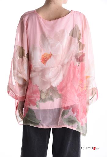 Floral ruffle sleeve chiffon long sleeve Blouse with lining - ph 2