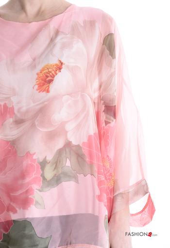 Floral ruffle sleeve chiffon long sleeve Blouse with lining - ph 4