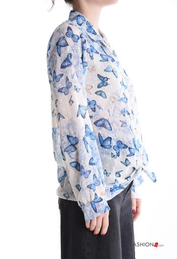 Camisa manga larga De lurex con cuello Estampado animales con botones - ph 3