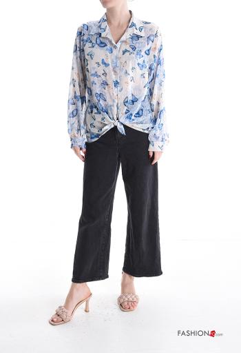 Camisa manga larga De lurex con cuello Estampado animales con botones - ph 5