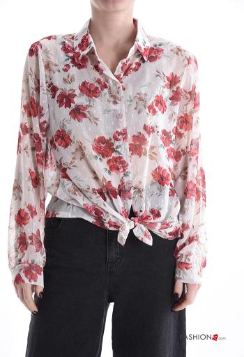 Camicia maniche lunghe con colletto Fantasia floreale con bottoni