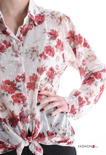 Camicia maniche lunghe con colletto Fantasia floreale con bottoni - ph 4