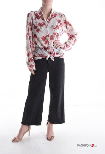 Camicia maniche lunghe con colletto Fantasia floreale con bottoni - ph 5