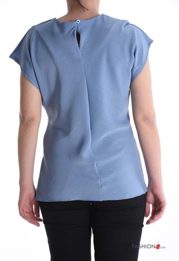 Blusa maniche corte girocollo con bottoni con nodo - ph 2