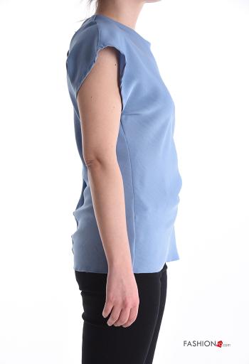 Blusa maniche corte girocollo con bottoni con nodo - ph 3