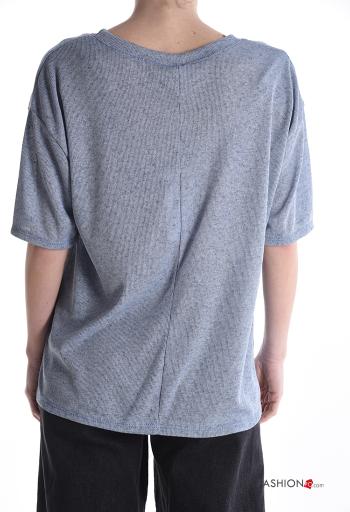 T-shirt girocollo lurex maniche corte Fantasia stampata - ph 2