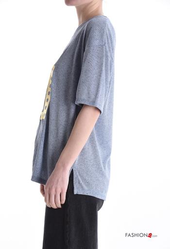 T-shirt girocollo lurex maniche corte Fantasia stampata - ph 3
