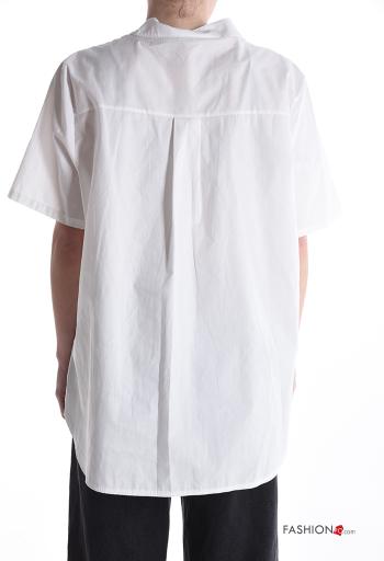 Camisa de Algodón manga corta Patrón bordado con botones - ph 2